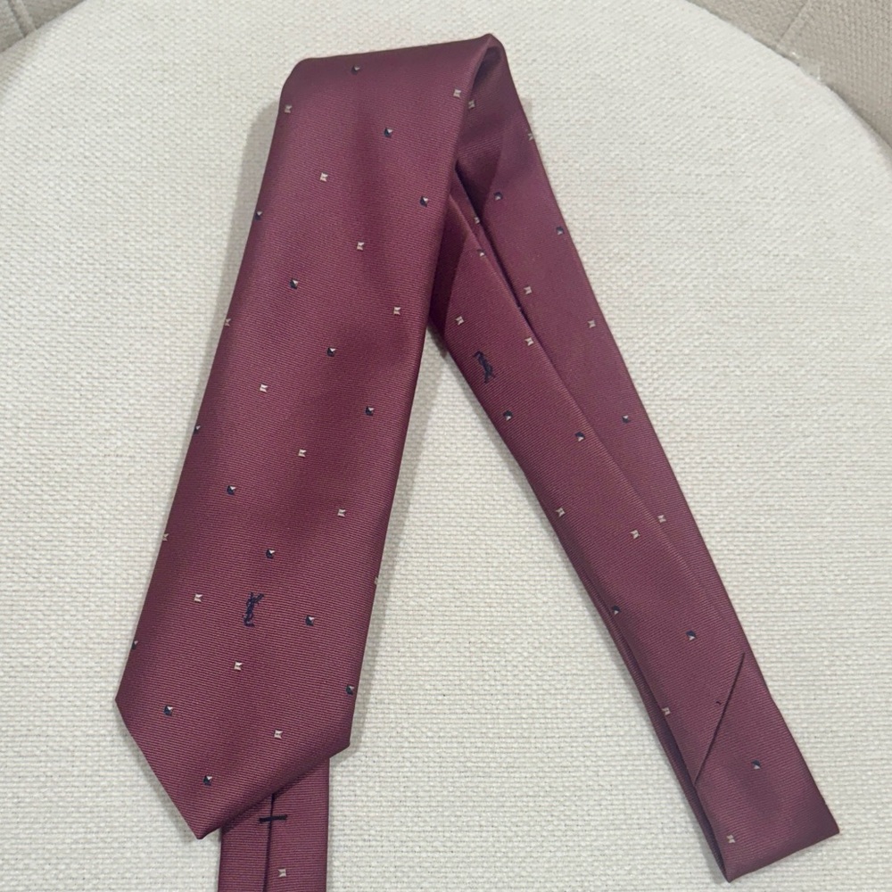YSL Burgundy Men's vintage Tie